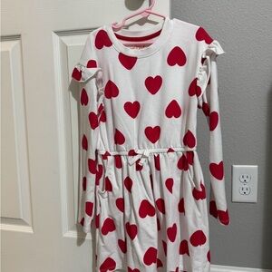 Cat & Jack White Dress with Red Heart Pattern